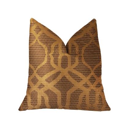 Plutus PBRA2297-2026-DP Portia Luxury Double Sided Throw Pillow, Gold & Brown - Standard 