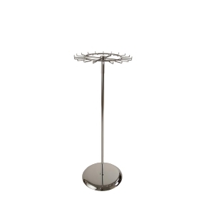 Econoco K58 1-Tier Revolving Belt Rack with Round Tubing - Chrome - All