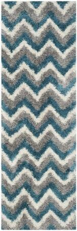 Safavieh SGK568C-25 Kids Shag Runner Rug, Ivory & Blue - 2 ft.-3 in. x 5 ft.