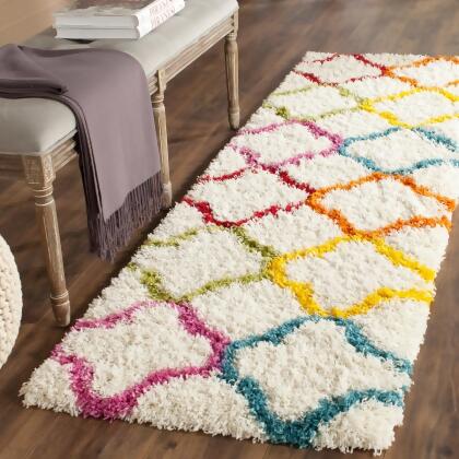 Safavieh SGK567A-25 2 ft.-3 in. x 5 ft. Shag Kids Power Loomed Runner Area Rug, Ivory & Multi-Color 