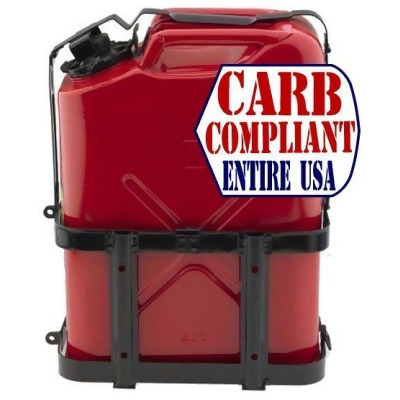 Lockable JERRY CAN HOLDER w/ CLASSIC 5 Gallon Steel Jerry can - GAS - NATO Dimensions (CARB & DOT compliant all 50 states) 