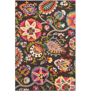 SAFAVIEH Monaco Collection MNC229B Boho Floral Non-Shedding Living Room Bedroom Accent Area Rug, 3′ x 5′, Brown / Multi