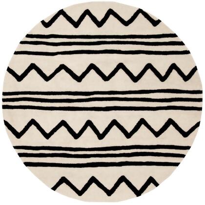 Safavieh SFK907D-5R Kids Hand Tufted Round Rug, Ivory & Black - 5 x 5 ft. 