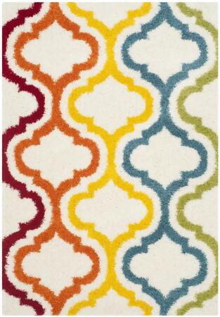 Safavieh SGK561A-29 2 ft.-3 in. x 9 ft. Rectangle Shag Kids Power Loomed Rug, Ivory & Multi Color