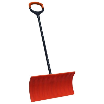 Bigfoot 1601-1 21 in. Snow Roller Pusher Snow Shovel with Two Fisted Shock Shield D Grip - Orange 