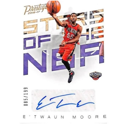 Autograph Warehouse 465142 Etwaun Moore Autographed Basketball Card 2016 Prestige No. 9 Stars of NBA Certified Limited 085 of 199 for New Orleans Pelicans 