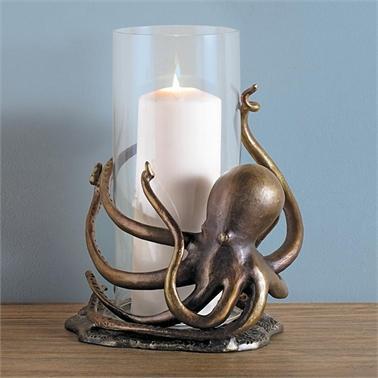 SPI Home 34632 Octopus Hurricane Candleholder - 14 x 9.5 x 10.5 in. 