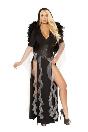Roma Costume 4867-AS-S 3 Piece Midnight Angel, Black & Silver - Small 