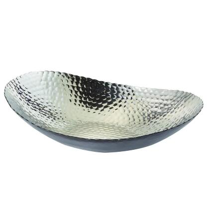 Leeber 72094 12 x 8.75 in. Oval Bowl, Black & Nickel 