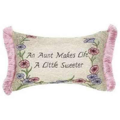 Manual Woodworkers & Weavers TWAMLE 12.5 x 8.5 in. Aunt Makes Life Word Lumbar Pillow with Fringe 
