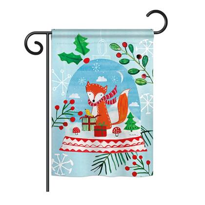 Breeze Decor BD-XM-G-114203-IP-BO-DS02-US Snow Globe Fox Winter - Seasonal  Christmas Impressions Decorative Vertical Garden Flag - 13 x 18.5 in.