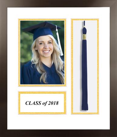 Campus Images ACFMESWG18 2018 Academic Espresso Photo Frame, White & Gold Matting with Tassel Opening 5 x 7 in. Photo Opening 