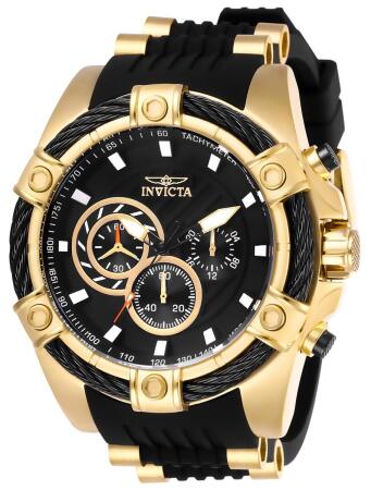 Invicta 26818 52 in. Mens Bolt Quartz Chronograph Black Dial Watch 