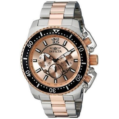 Invicta 21956 48 in. Mens Pro Diver Quartz 3 Hand Rose Gold Dial Watch 