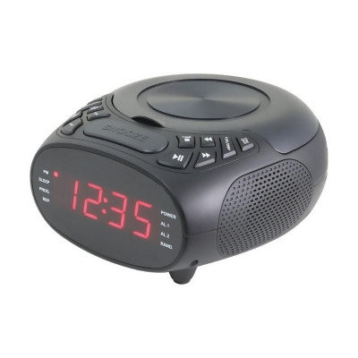 GPX 6724033 0.9 in. AM & FM Clock Radio with CD Player Digital Plug-In, Black 