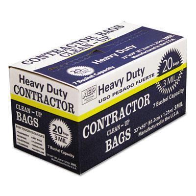 Webster Industries 186470 32 x 50 in. 55-60 gal & 3 mil Heavy-Duty Contractor Clean-Up Bags, Black - 20 Per Case 