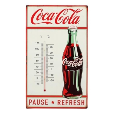 Coca-Cola 90159639-S Pause Refresh Embossed Tin Thermometer 
