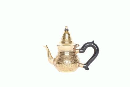 Wally Decor 6743-04 N Hand Engraved Moroccan Teapot with Rubber Handle 