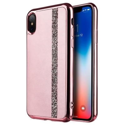 Apple CSIPX-DBC-RG iPhone X Diamond Belt Collection Rose Gold Leather Finish TPU Case Cover with Electroplated Frame 
