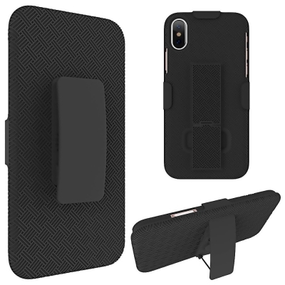 Apple HSCIPX-SKSTD-BK iPhone X Snap on Skew PC Case with Holster Combo - Black 