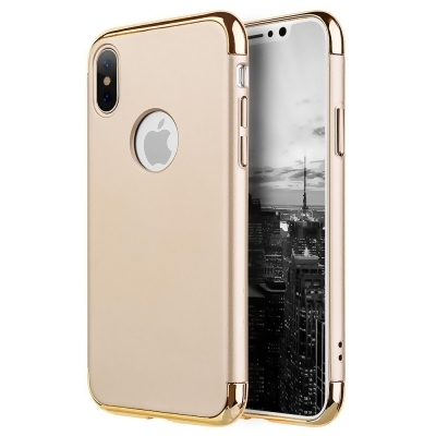 Apple CRHIPX-0017-GOGO iPhone X Griptech 3 Piece Rubberized Protective Case with Silver Chrome Frame - Gold 