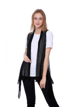 Shine Mark Accessories MSF778-6-01 2 In 1 Vest & Scarf, Black 
