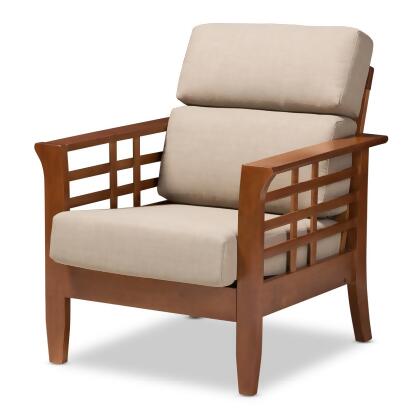Baxton Studio SW5218-Dark Beige&Cherry-TS2-CC Larissa Mission Style Living Room Lounge Chair, Dark Beige & Cherry 