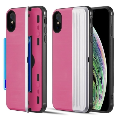 Dream Wireless TCAIPXS-KARD-PKSL The Kard Dual Hybrid Case with Card Slot & Magnetic Closure for iPhone XS & X - Pink & Silver 