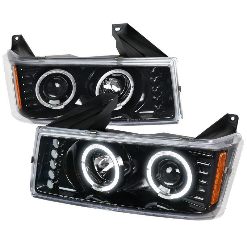 Spec D Tuning 2LHP-COL04HBK-TM Projector Head-Lights with Clear Lens for 2004-2012 Chevrolet Colorado Canyon - Glossy Black
