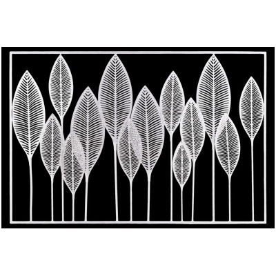 Urban Trends Collection 36189 Metal Wall Art of Leaves with Frame in Landscape Orientation, Metallic & White 