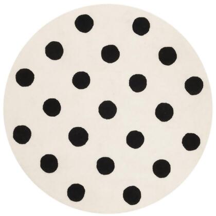 Safavieh SFK904D-5R Kids Hand Tufted Round Area Rug, Ivory & Black - 5 x 5 ft. 