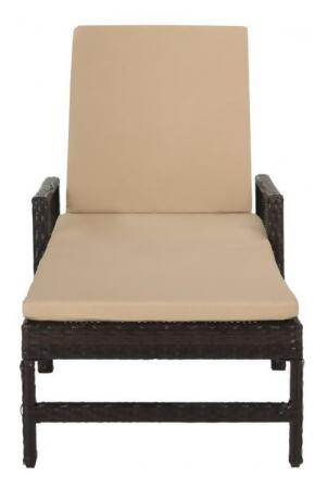 Safavieh PAT9000A 39 x 80 x 28 in. Alma Rattan Sun Lounger, Brown & Beige 