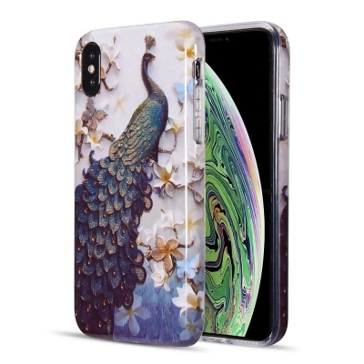 Dream Wireless CSIPXS-ATS-PCD The Artistry Collection Full Coverage IMD Marble TPU Case with Glitter for iPhone XS & X - Peacock Divine 