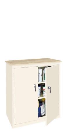 Steel Cabinets USA BL-363PT-RED Counter High Cabinet with Plastic Top & 1 Fixed Shelf - Red, 36 x 18 x 42 in. 