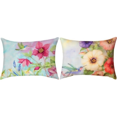 Manual Woodworkers & Weavers SHNHUM 18 x 13 in. Natures Grace Hummingbird Petunias Dye 100 Hours Pillow 
