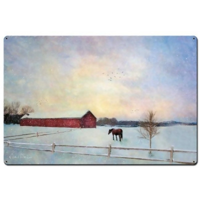 Past Time Signs LANE273 36 x 24 in. Penny Lane Horse Winter Satin Sign 