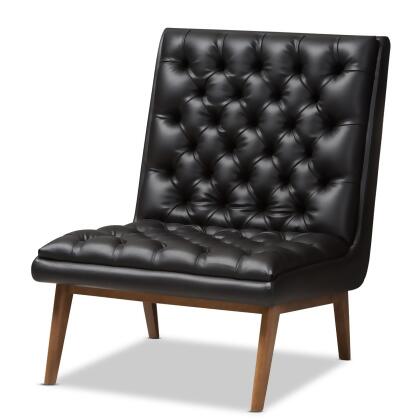 Baxton Studio BBT5272-Pine Black-CC Annetha Mid-Century Modern Lounge Chair, Black 