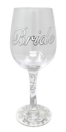 Bottoms Up WGBRIDECL Bride Wine Glass with Clear Stem 