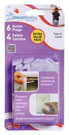 Dreambaby 5989173 Clear Plastic Safety Catches & Outlet Covers Kit - Pack of 10