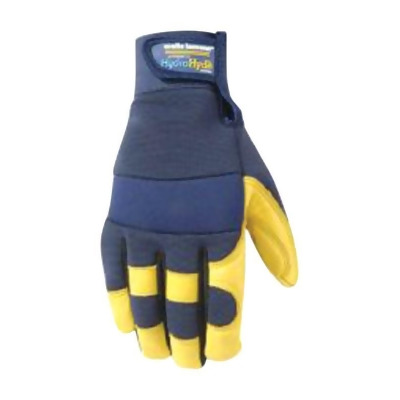 Wells Lamont 7825797 Mens Cowhide Leather Water Resistant Work Gloves, Blue & Yellow - Extra Large - Set of 2 