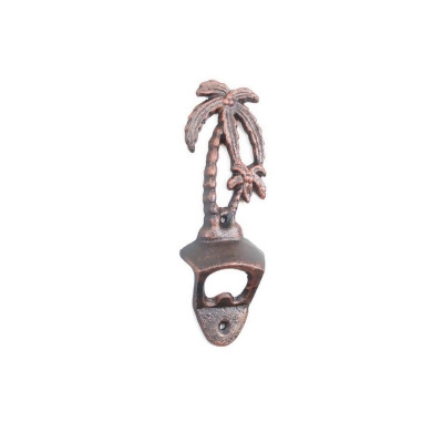 Handcrafted Model Ships G-20-027-RC Rustic Copper Cast Iron Wall Mounted Palmtree Bottle Opener, 6 in. 