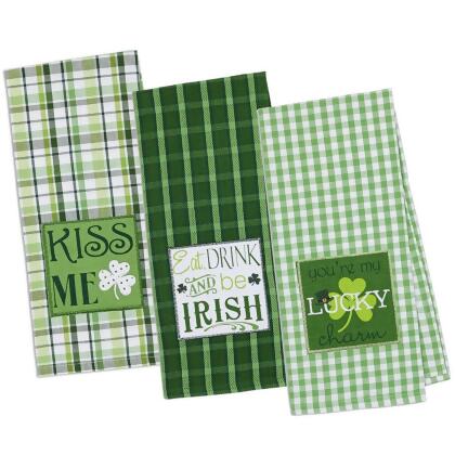Design Imports CAMZ33678 St. Pattys Day Embroidered Dish Towel - Set of 3 