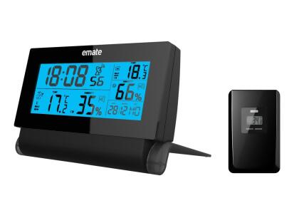 Sonnet Industries T-4641 Atomic LCD Clock with Back Blue Light & Indoor & Outdoor Remote Sensor for Temperature & Humidity 