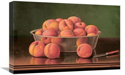 Global Gallery GCS-268420-22-142 22 in. Still Life of Peaches in a Silver Bowl Art Print - Levi Wells Prentice 