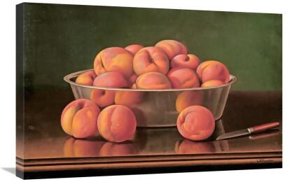 Global Gallery GCS-268420-30-142 30 in. Still Life of Peaches in a Silver Bowl Art Print - Levi Wells Prentice 