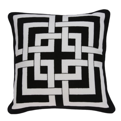 Parkland Collection PILA11001P Abali Black & White Square Transitional Pillow Cover with Poly Insert - 20 x 20 x 7 in. 