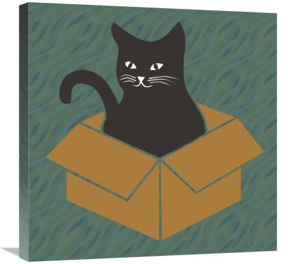 Global Gallery GCS-458108-2424-142 24 x 24 in. Cat in a Box - Blue-Green Art Print - BG.Studio 
