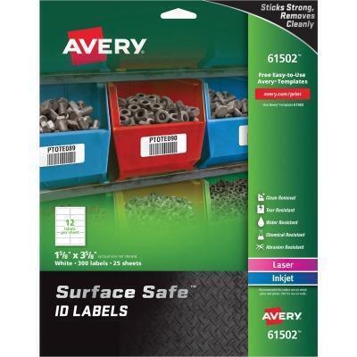 Avery AVE61502 1.62 x 3.62 in. Surface Safe ID Labels - White 