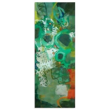 Empire Art Direct TMP-123972-6324 63 x 24 in. Lolly I Abstract Green Frameless Tempered Glass Panel Contemporary Wall Art 