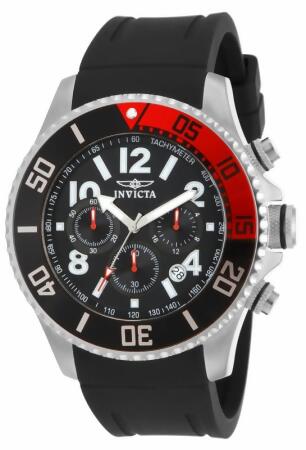 Invicta 15145 Mens Pro Diver Quartz Chronograph Black Dial Watch with Polyurethane 
